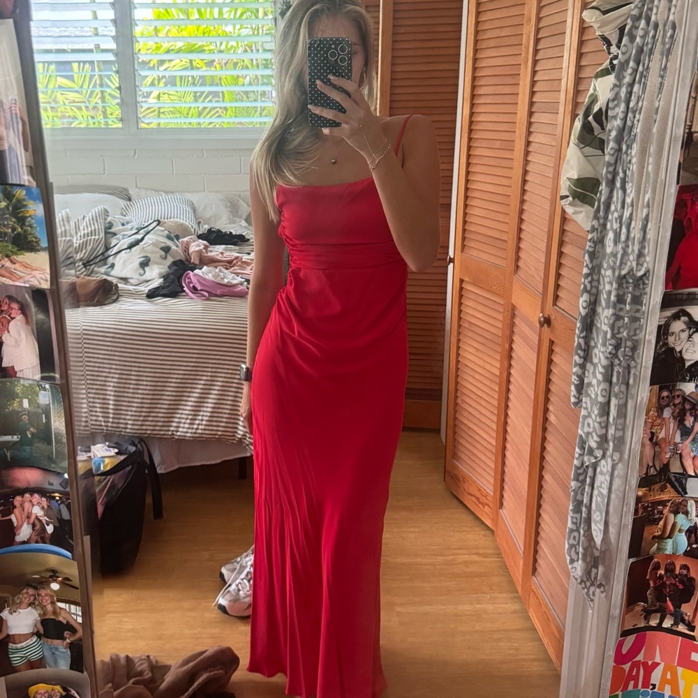 RED Zara Open Back Maxi Dress